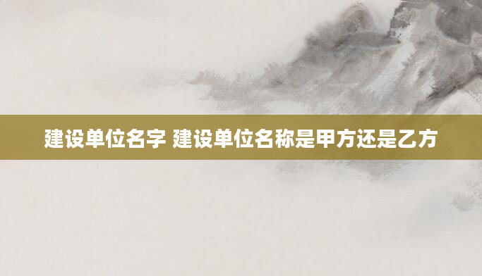 建设单位名字 建设单位名称是甲方还是乙方