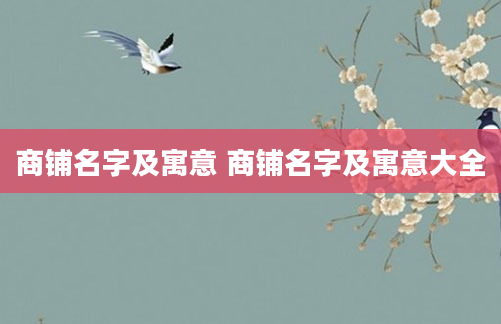 商铺名字及寓意 商铺名字及寓意大全