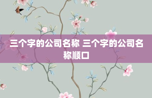 三个字的公司名称 三个字的公司名称顺口