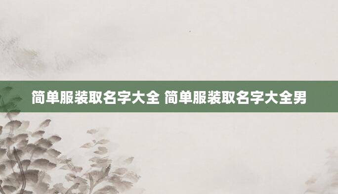 简单服装取名字大全 简单服装取名字大全男