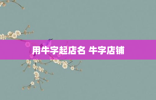 用牛字起店名 牛字店铺