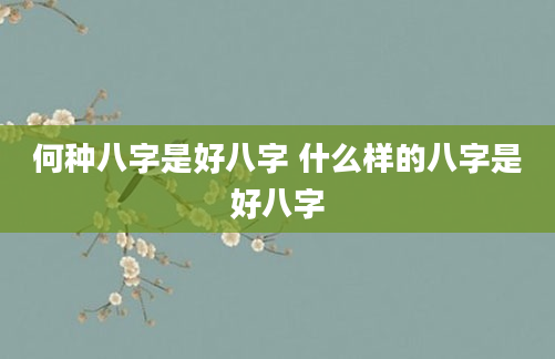 何种八字是好八字 什么样的八字是好八字
