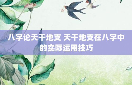 八字论天干地支 天干地支在八字中的实际运用技巧