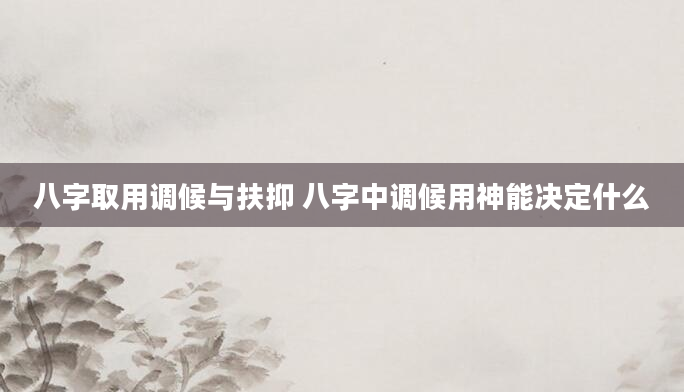 八字取用调候与扶抑 八字中调候用神能决定什么