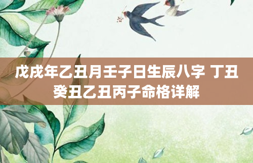 戊戌年乙丑月壬子日生辰八字 丁丑癸丑乙丑丙子命格详解