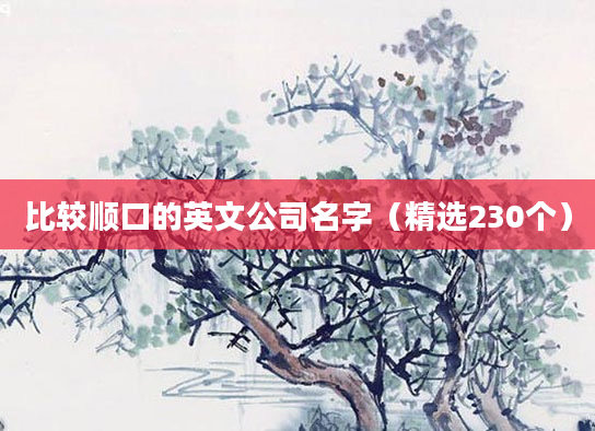 比较顺口的英文公司名字（精选230个）