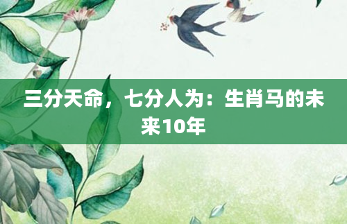 三分天命，七分人为：生肖马的未来10年