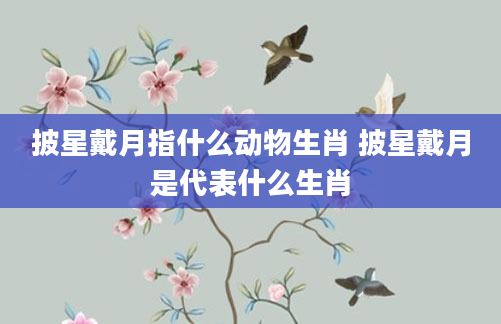披星戴月指什么动物生肖 披星戴月是代表什么生肖