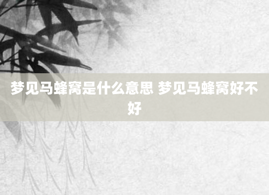梦见马蜂窝是什么意思 梦见马蜂窝好不好