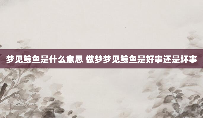 梦见鲸鱼是什么意思 做梦梦见鲸鱼是好事还是坏事