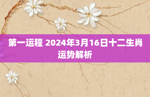 第一运程 2024年3月16日十二生肖运势解析