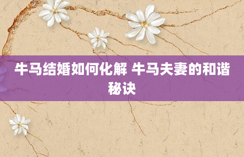 牛马结婚如何化解 牛马夫妻的和谐秘诀