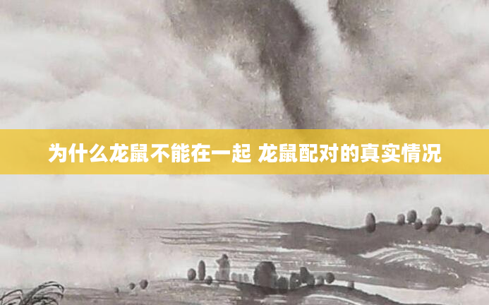 为什么龙鼠不能在一起 龙鼠配对的真实情况