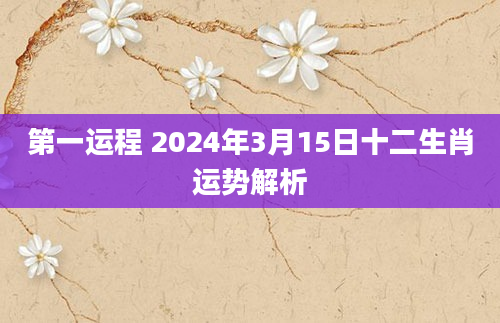 第一运程 2024年3月15日十二生肖运势解析