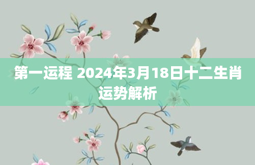 第一运程 2024年3月18日十二生肖运势解析