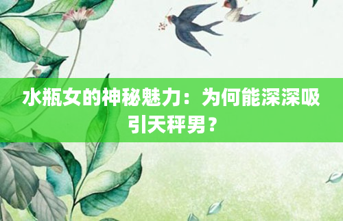 水瓶女的神秘魅力：为何能深深吸引天秤男？