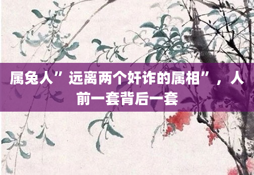 属兔人”远离两个奸诈的属相”，人前一套背后一套