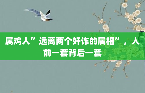 属鸡人”远离两个奸诈的属相”，人前一套背后一套