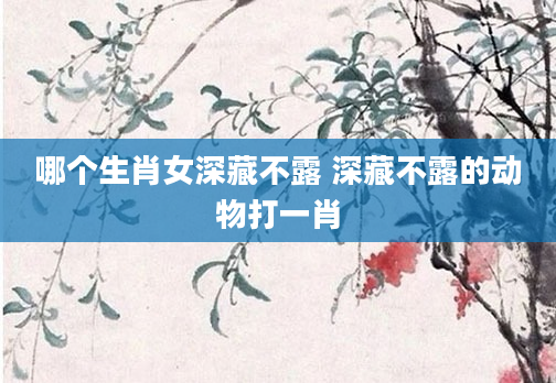 哪个生肖女深藏不露 深藏不露的动物打一肖