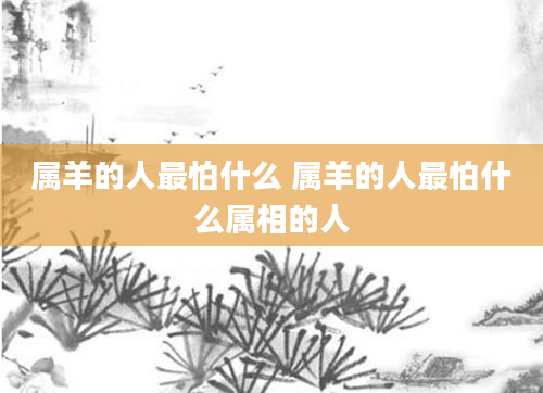 属羊的人最怕什么 属羊的人最怕什么属相的人