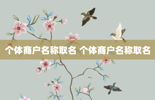 个体商户名称取名 个体商户名称取名