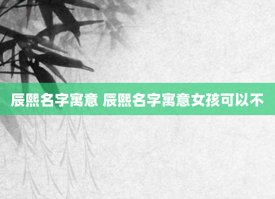 辰熙名字寓意 辰熙名字寓意女孩可以不