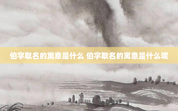 伯字取名的寓意是什么 伯字取名的寓意是什么呢