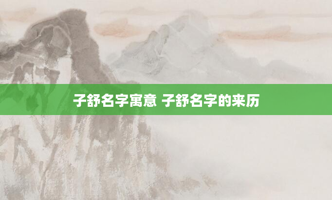 子舒名字寓意 子舒名字的来历