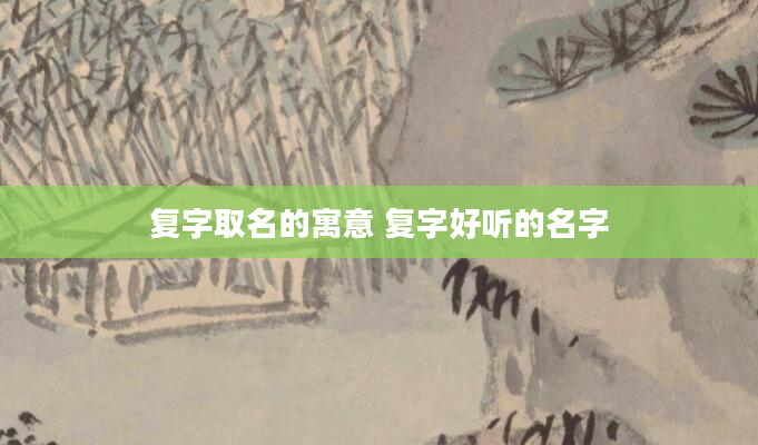 复字取名的寓意 复字好听的名字