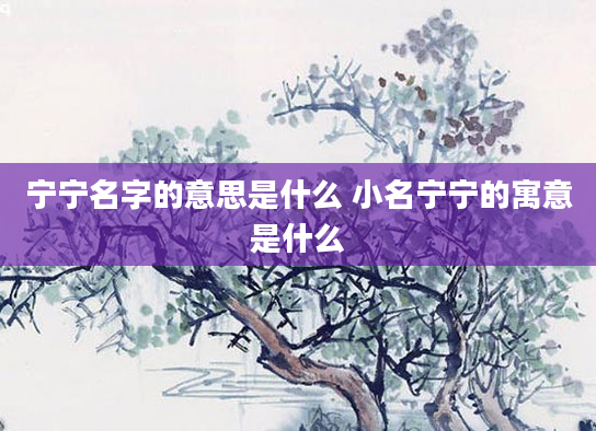 宁宁名字的意思是什么 小名宁宁的寓意是什么