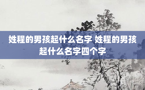 姓程的男孩起什么名字 姓程的男孩起什么名字四个字