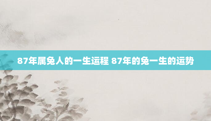 87年属兔人的一生运程 87年的兔一生的运势