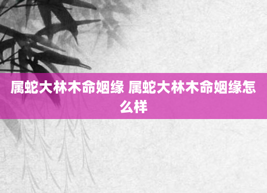 属蛇大林木命姻缘 属蛇大林木命姻缘怎么样