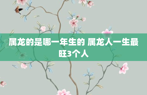 属龙的是哪一年生的 属龙人一生最旺3个人