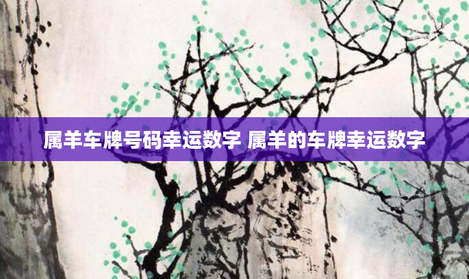 属羊车牌号码幸运数字 属羊的车牌幸运数字
