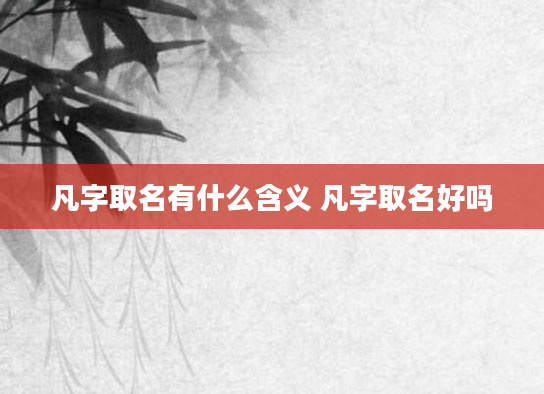 凡字取名有什么含义 凡字取名好吗