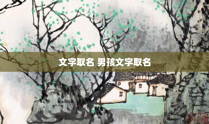 文字取名 男孩文字取名