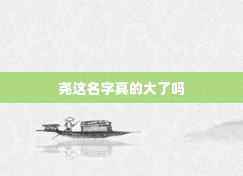 尧这名字真的大了吗