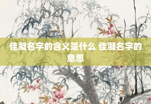 佳凝名字的含义是什么 佳凝名字的意思