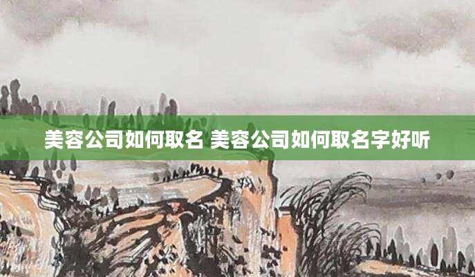 美容公司如何取名 美容公司如何取名字好听