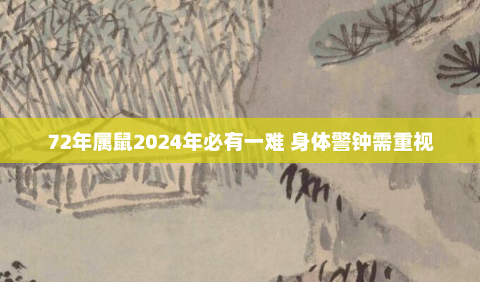 72年属鼠2024年必有一难 身体警钟需重视