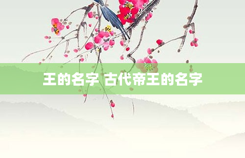 王的名字 古代帝王的名字