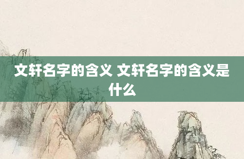 文轩名字的含义 文轩名字的含义是什么