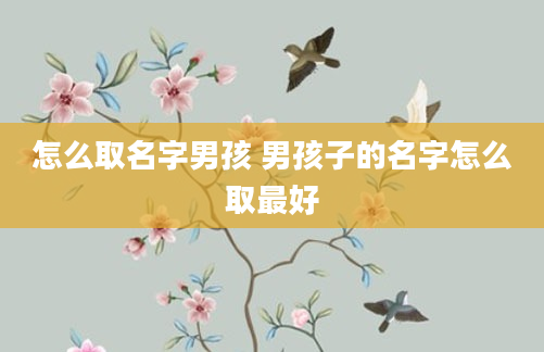 怎么取名字男孩 男孩子的名字怎么取最好