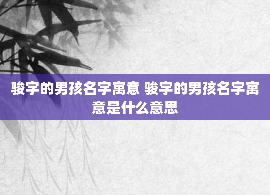 骏字的男孩名字寓意 骏字的男孩名字寓意是什么意思