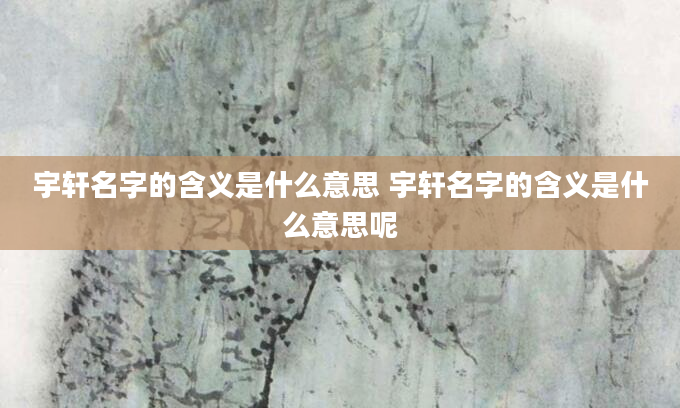 宇轩名字的含义是什么意思 宇轩名字的含义是什么意思呢