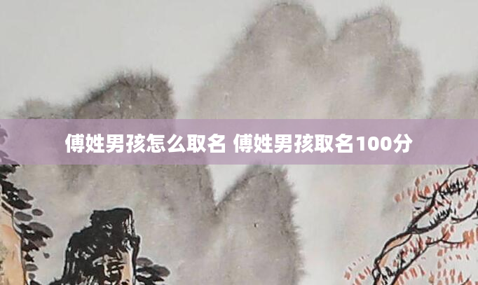 傅姓男孩怎么取名 傅姓男孩取名100分