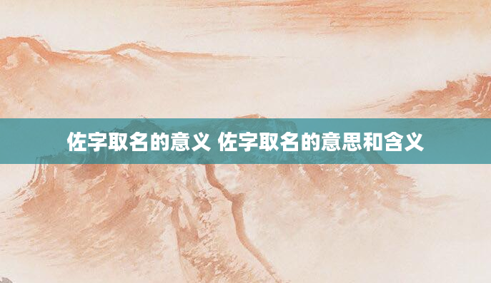 佐字取名的意义 佐字取名的意思和含义