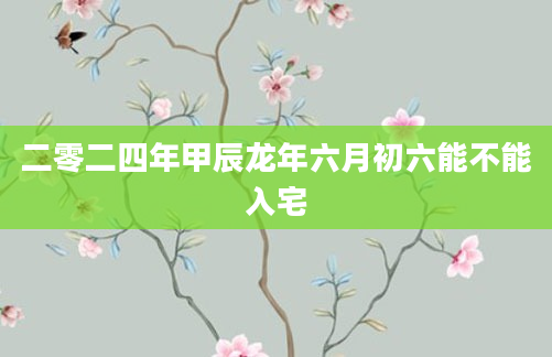 二零二四年甲辰龙年六月初六能不能入宅