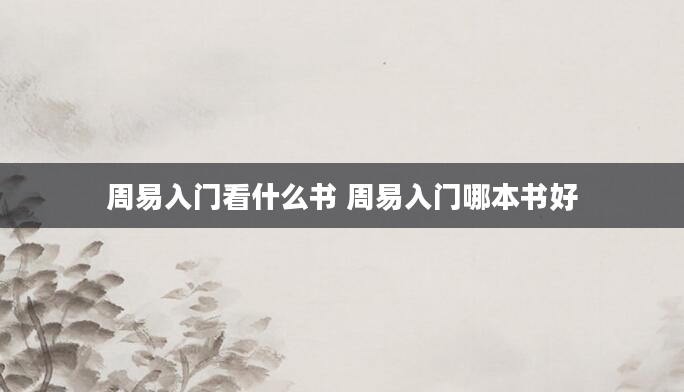 周易入门看什么书 周易入门哪本书好